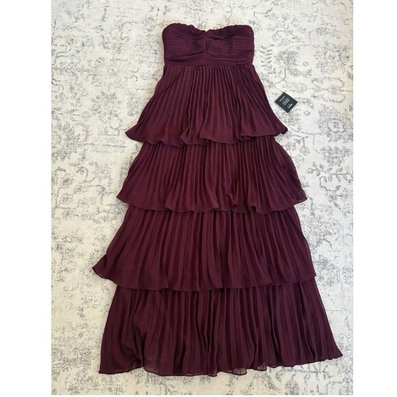 Lulus Seriously Sensational Plum Purple Strapless Tiered Maxi Dress Size XL NWT - Picture 2 of 9